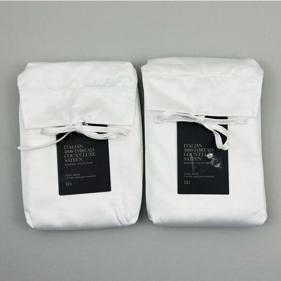 Restoration Hardware Set of 2 EURO SHAMS White Italian 1000 TC LUXE Sateen NWT - Picture 1 of 8